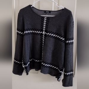 Woman's Grey, Black and White Promise Long Sleeve Sweater Size Large